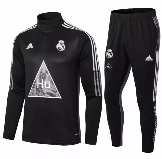 Real Madrid Black Human Race Training Kits Sweatshirt with Pants 2020/21